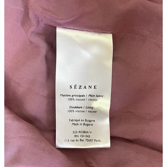 Sezane Noemia Mini Wrap Dress in Purple Flowers Long Sleece Boho NEW Size 46 - Picture 13 of 13